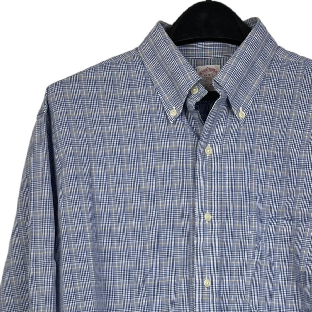Brooks Brothers 16 34/35 (Large) Non Iron 100% Cotton Button Down Blue Plaid‎